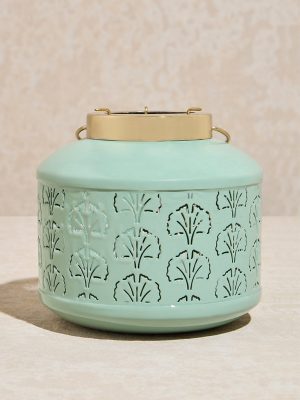 Westside Home Mint Leaf-Etched Lantern