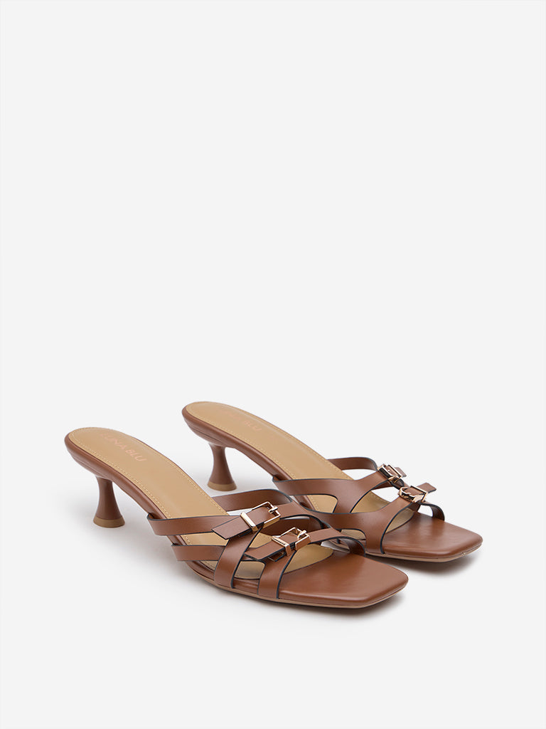 LUNA BLU Tan Multi-Strap Heel Sandals - Image 2