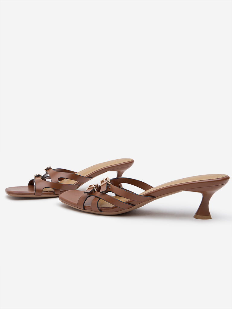 LUNA BLU Tan Multi-Strap Heel Sandals - Image 3