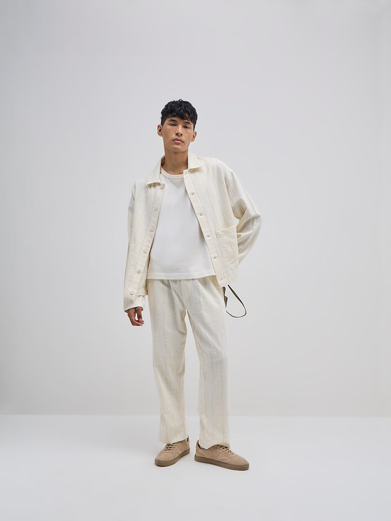 ETA Off-White Striped Relaxed-Fit Cotton Shirt - Image 3