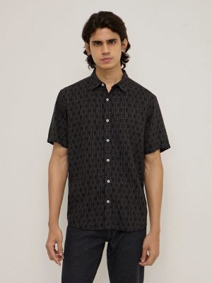 Ascot Black Abstract Design Relaxed-Fit Shirt