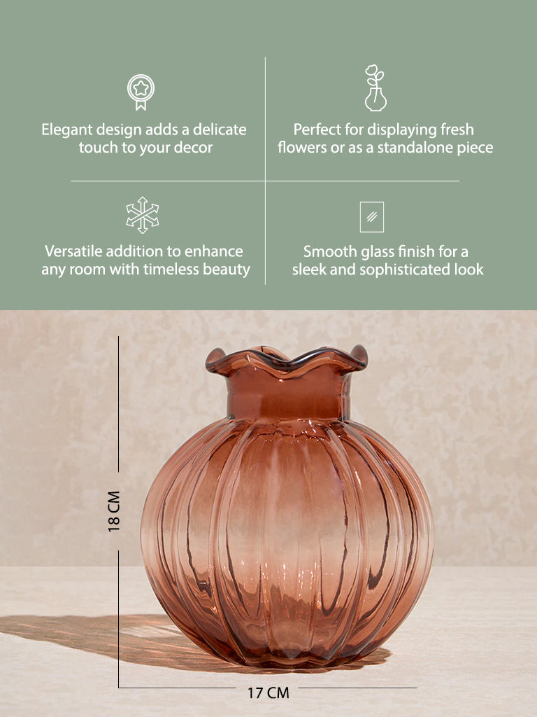 Westside Home Dusty Pink Glass Flower Vase - Image 4