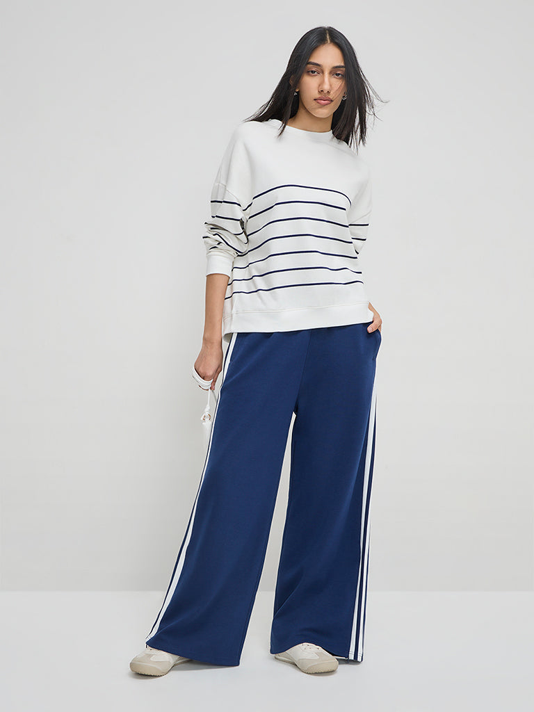 LOV White Stripe Printed Cotton Sweatshirt - Image 3