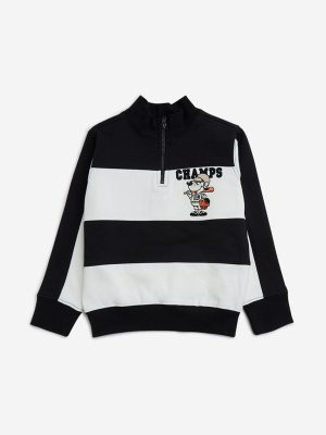 HOP Kids Black Colour-Blocked Cotton Sweatshirt