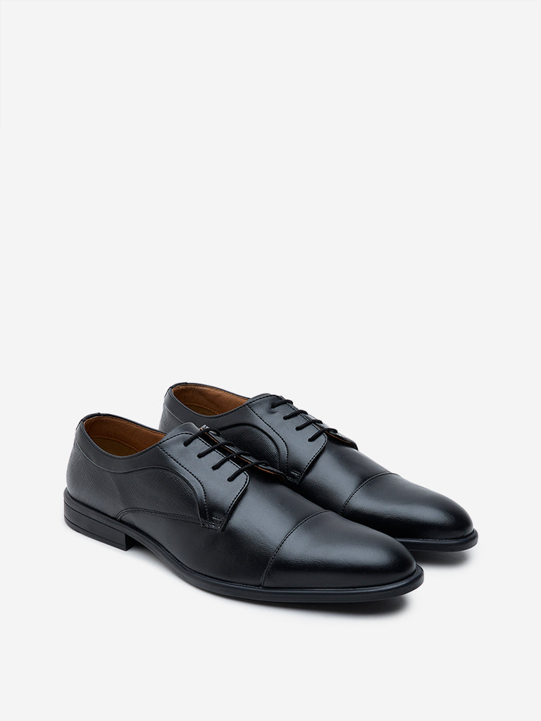 SOLEPLAY Black Self-Textured Oxford Shoes - Image 2