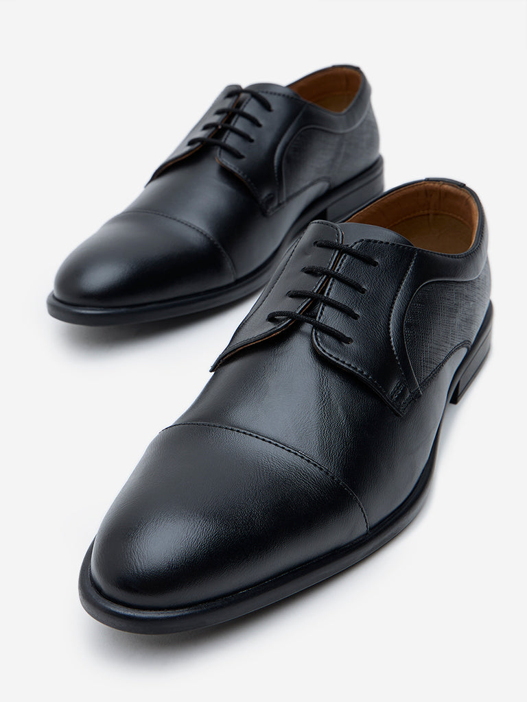 SOLEPLAY Black Self-Textured Oxford Shoes - Image 3