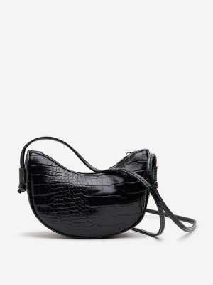 Westside Black Reptilian Design Sling Bag