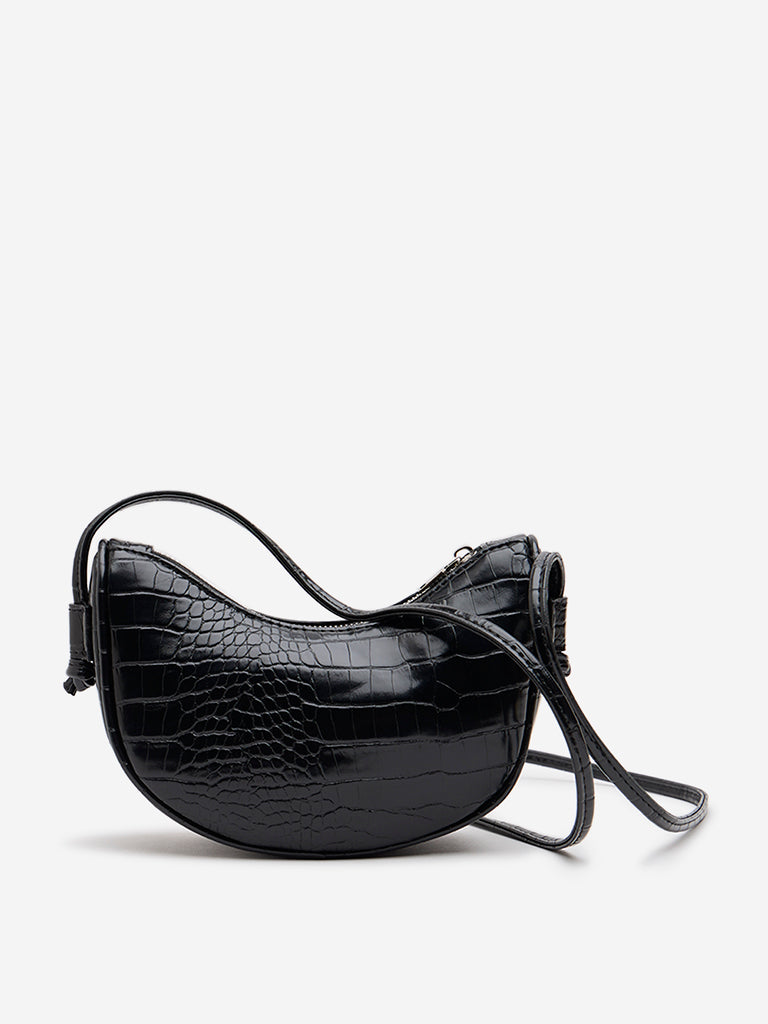 Westside Black Reptilian Design Sling Bag