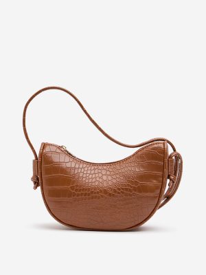 Westside Tan Reptilian Design Sling Bag