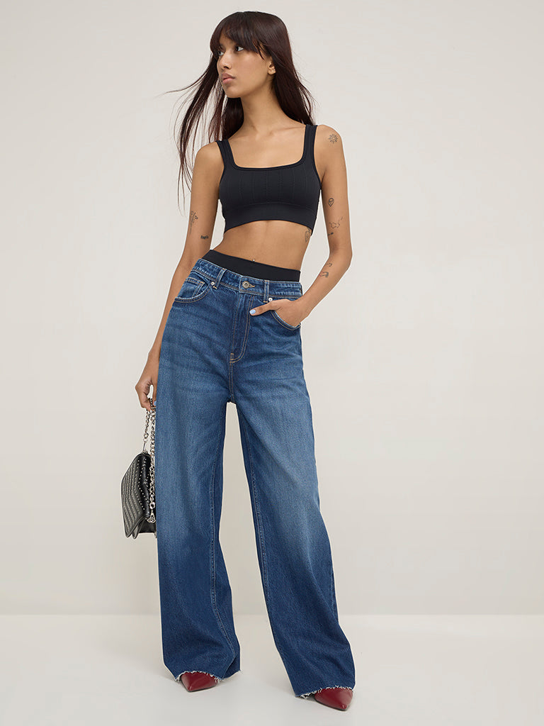 Nuon Blue Straight-Fit High-Rise Jeans