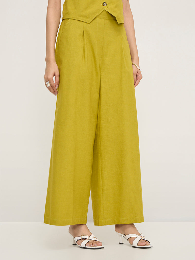 LOV Lime High-Rise Cotton-Blend Trousers - Image 3
