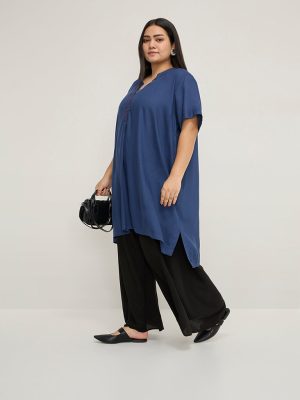 Diza Indigo Solid High-Low Kurta
