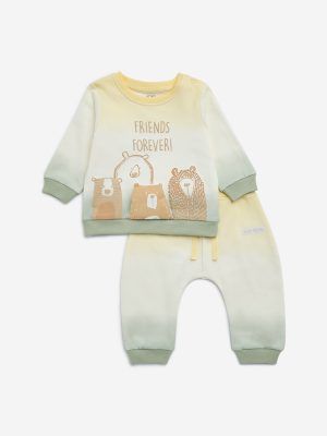 HOP Baby Multicolour Animal Print Cotton Sweatshirt and Joggers Set