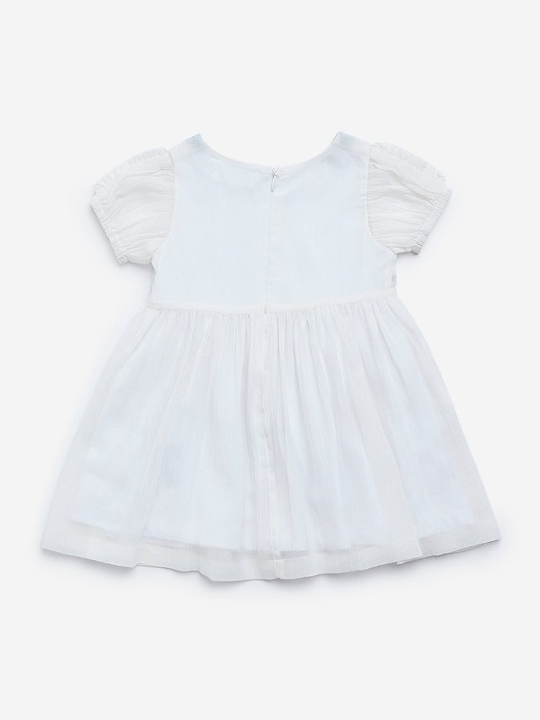 HOP Baby White Floral Embroidered A-Line Dress - Image 2