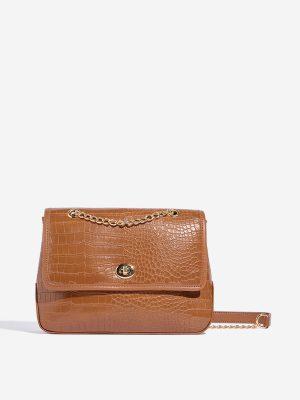 Westside Tan Textured Sling Bag