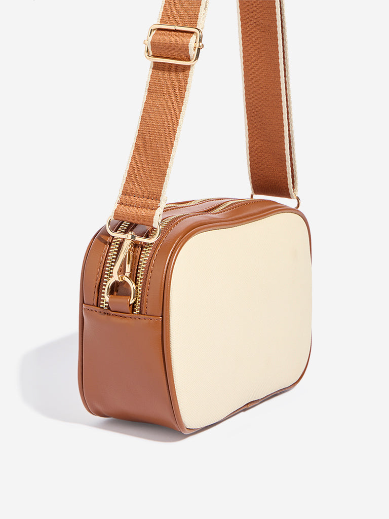 Westside Beige Belted Crossbody Bag - Image 2