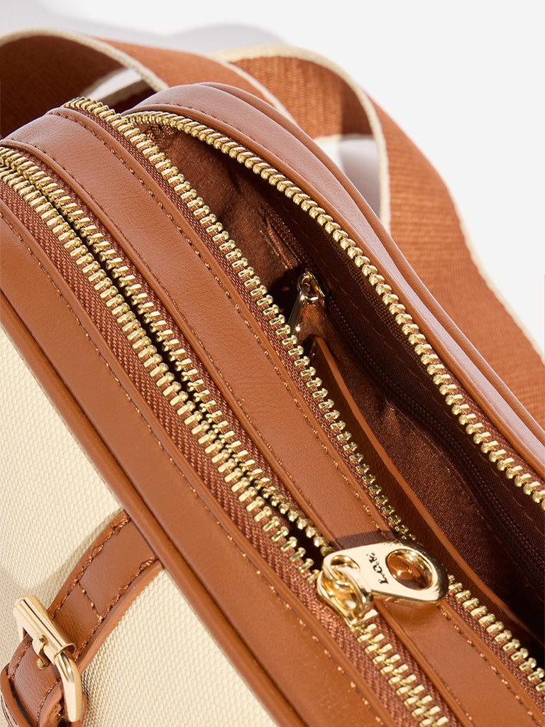 Westside Beige Belted Crossbody Bag - Image 3