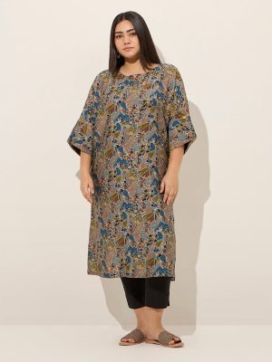 Diza Blue Floral Design Kurta