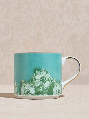 Westside Home Turquoise Floral Printed Mug
