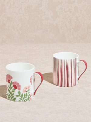 Westside Home Red Printed Large Mugs (Set of 2)