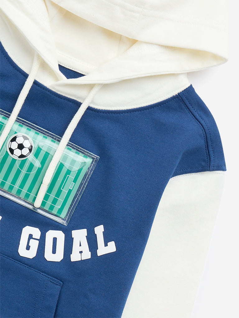 HOP Kids Blue Football-Inspired Cotton Sweatshirt - Image 3