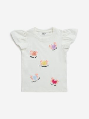 HOP Kids Off-White Applique-Detailed Cotton T-Shirt