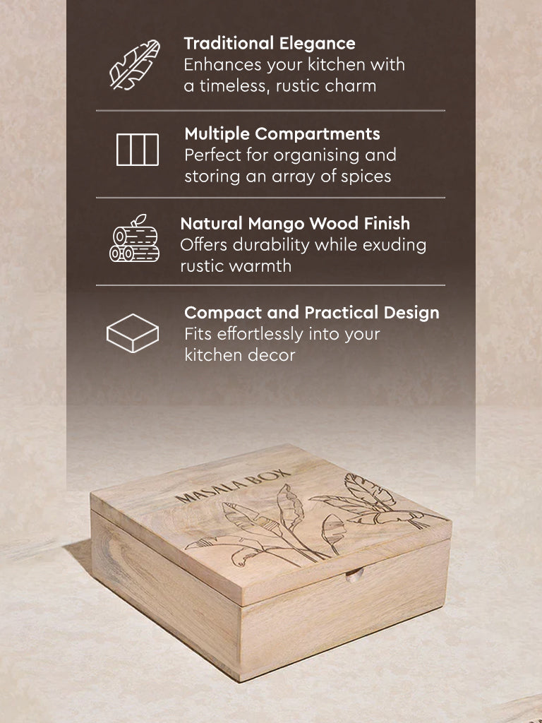 Westside Home Beige Wooden Masala Box - Image 4