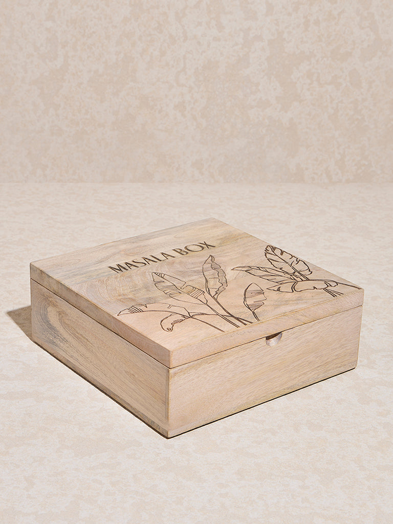 Westside Home Beige Wooden Masala Box - Image 2