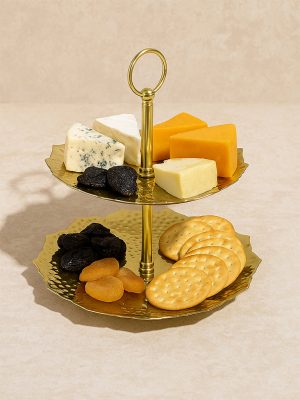 Westside Home Gold Petal Design Two-Tiered Cake Stand