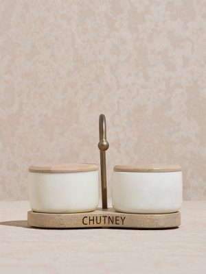 Westside Home Beige Marble Chutney Bowl (Set of 2)