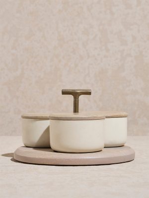Westside Home Beige Marble Chutney Bowl (Set of 3)