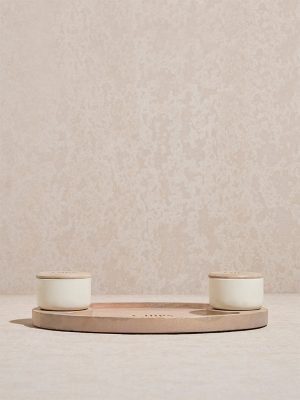 Westside Home Beige Text Design Ceramic Chip and Dip