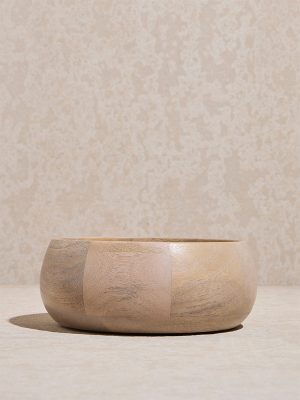 Westside Home Beige Wooden Bowl - Medium