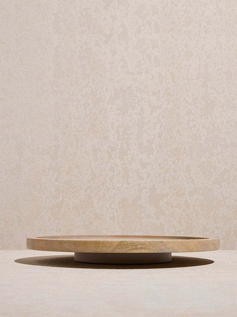 Westside Home Beige Text Design Wooden Lazy Susan - Image 2