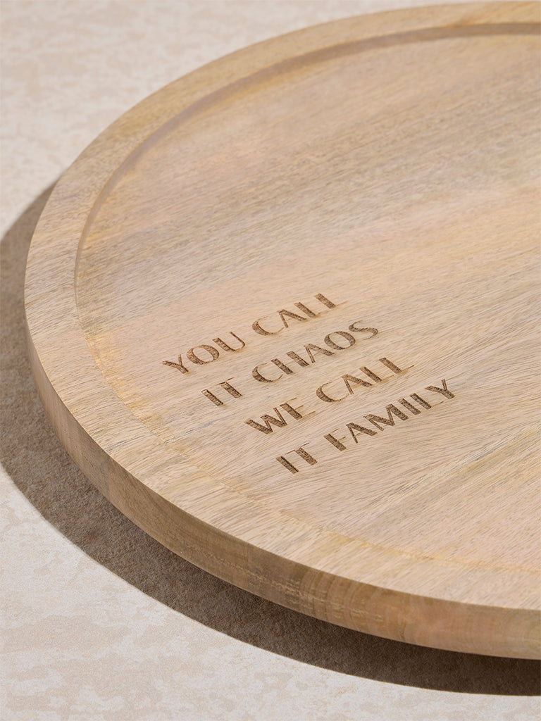 Westside Home Beige Text Design Wooden Lazy Susan - Image 3