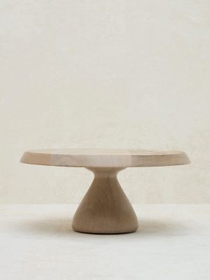 Westside Home Light Brown Leaf Design Wooden Cake Stand