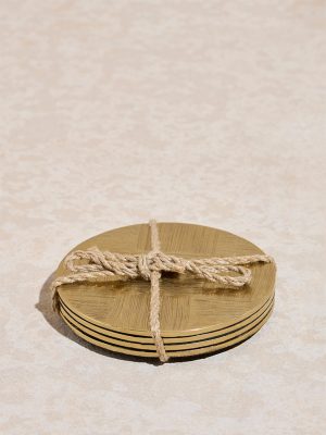 Westside Home Gold Self -Checkered Coasters (Set of 4)