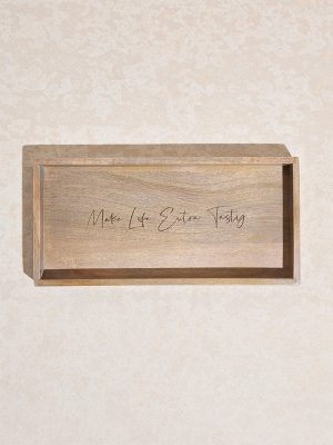 Westside Home Brown Text Design Wooden Serving Tray