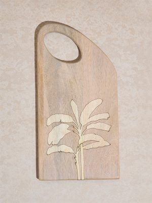 Westside Home Beige Leaf Printed Wooden Chopper