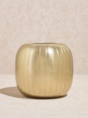 Westside Home Gold Ribbed Vase - Small