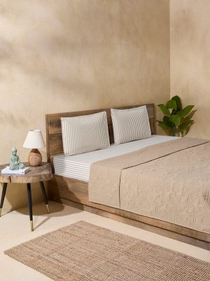 Westside Home Beige Queen Bed Quilted Blanket