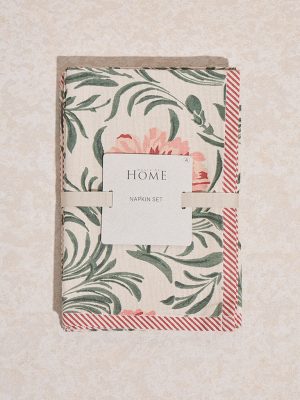 Westside Home Multicolour Botanical Design Dining Napkin (Set of 4)