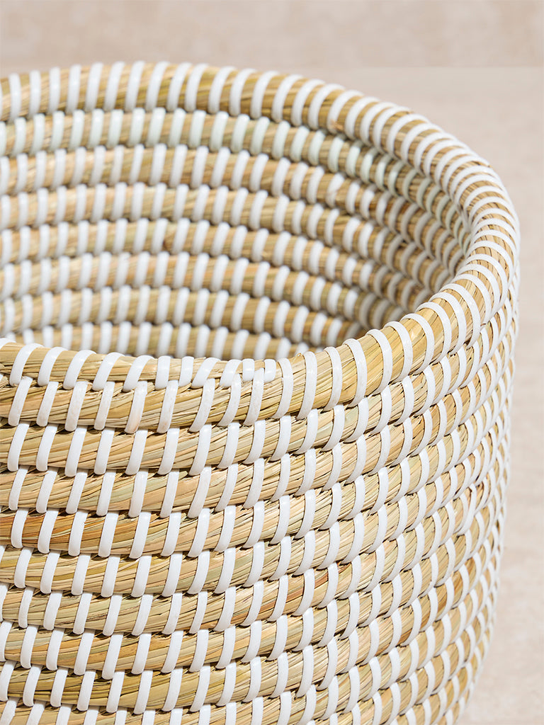 Westside Home Beige Woven Textured Planter- Small - Image 3