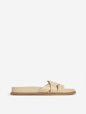 LUNA BLU Beige Criss-Cross Design Comfort Slides