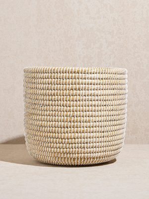 Westside Home Beige Woven Textured Planter- Large