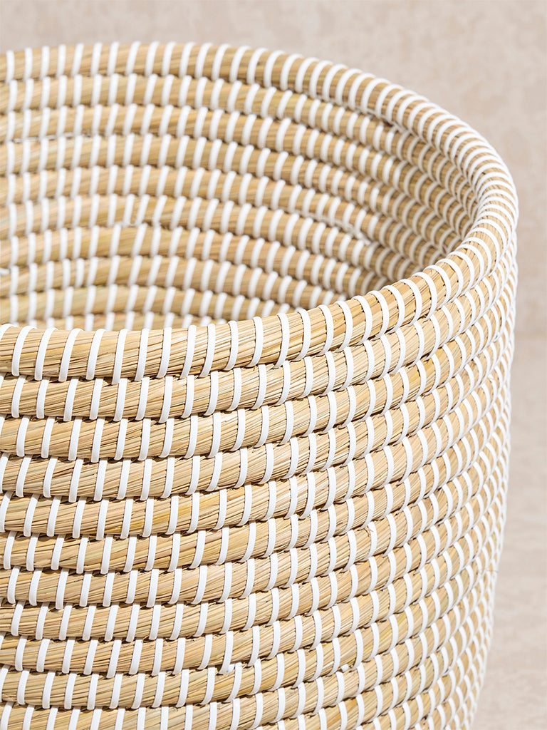 Westside Home Beige Woven Textured Planter- Large - Image 3