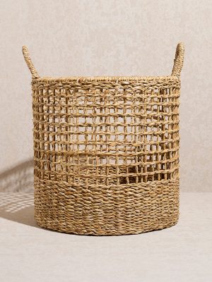 Westside Home Brown Woven Textured Bucket Basket