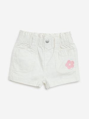 HOP Baby Off-White Floral Cotton-Blend High-Rise Shorts