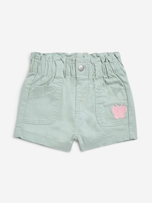 HOP Baby Sage Mid-Rise Cotton-Blend Shorts