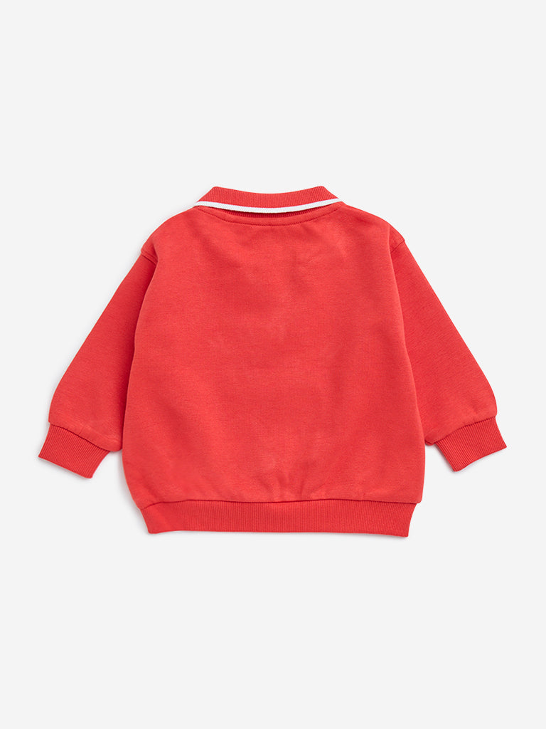 HOP Baby Red Applique-Detailed Cotton-Blend Sweatshirt - Image 2